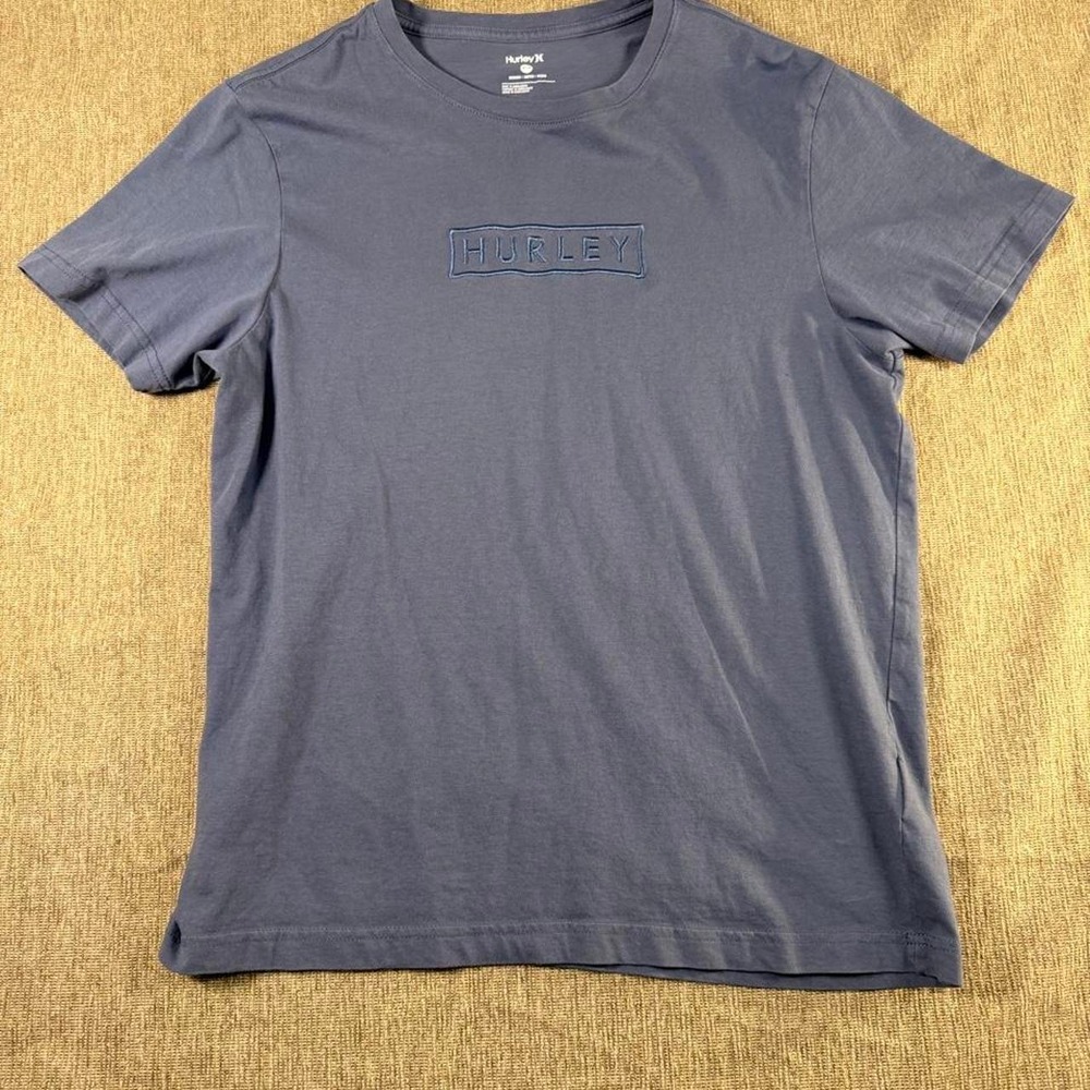 Hurley Mens Embroidered Box Logo Graphic T-Shirt Muted Blue Size M